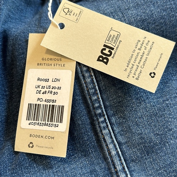 Boden Size 20/22 Zip Front Blue Jeans NWT - Picture 8 of 10
